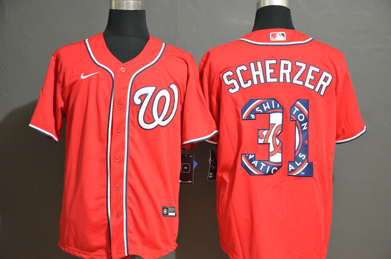 2020 Men Washington Nationals #31 Scherzer red Game MLB Jerseys->los angeles lakers->NBA Jersey